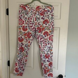 Pilcro and the Letterpress White Skinny Jeans with Pink & Red Floral Print